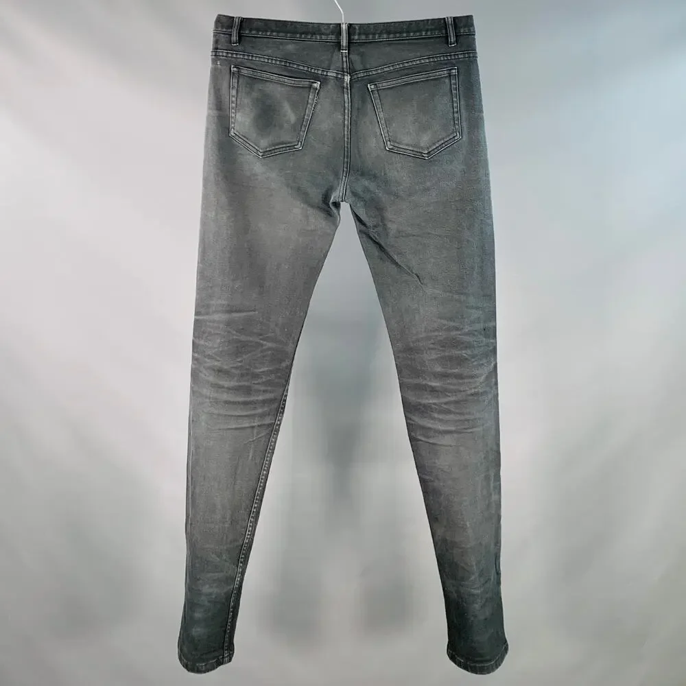 A.P.C. Size 33 Grey Cotton Blend Twill Slim Tapered Button Fly Jeans